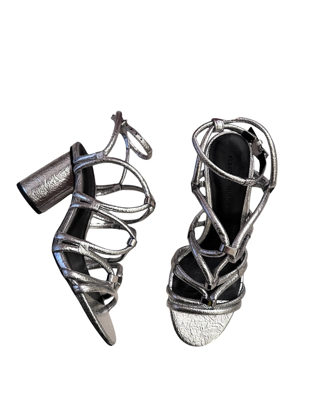 Rebecca Minkoff Apolline Heels Silver Strappy size 7